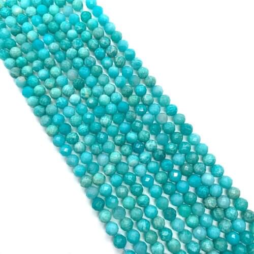 Natural Stone Beads Tianhe Stone Blue Faceted Round Charm Beaded for Handmade DIY Ladies Necklace Bracelet Jewelry Accessories