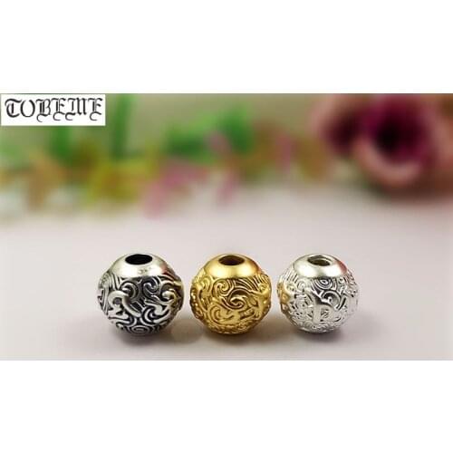 100% 3D 999 Silver Tibetan Six Words Beads Pure Silver Buddhist OM Mantra Beads Good Luck DIY Jewelry Findings Tibetan Beads