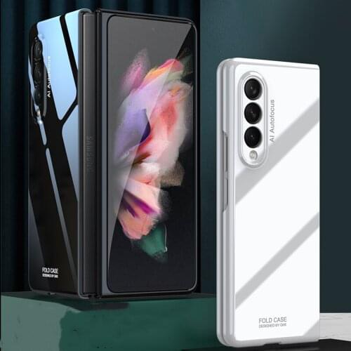 For Samsung Galaxy Z Fold 3 Case UV Glossy Lens Protection Hard PC Phone Case For Samsung Galaxy Z Fold3 5G Shockproof Funda