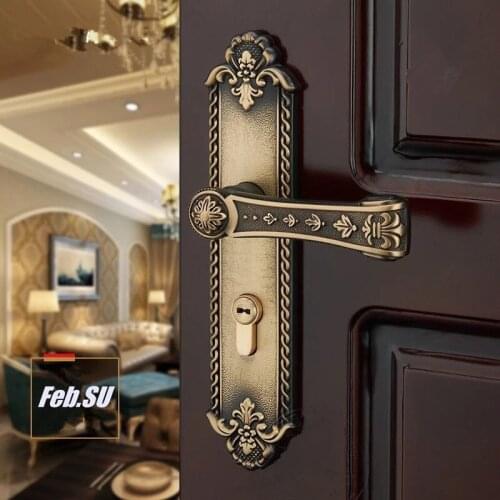 58*45MM CENTRAL DISTANCE COPPER MATERIAL DOOR HANDLE LOCK WITH COFFEE BRASS COLOR