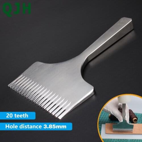 QJH 3.85mm leather craft punch tool 20 tooth oblique hole vegetable tanned leather fabric Lace Needle DIY Puncher chisel