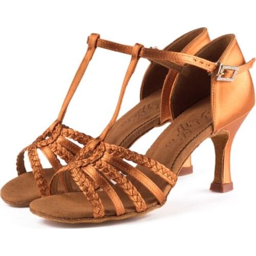 Breathable Sneakers Ballroom Dance Shoes Women Brand Ladies Shoes Dancing Sports Latin Shoe Upscale Satin Heel 75 mm BD2368 Hot