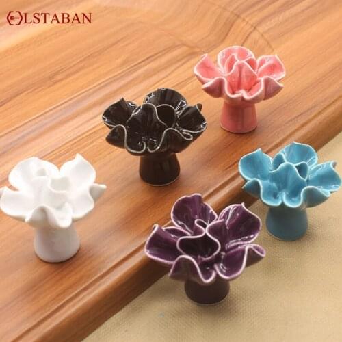 LSTABAN Modern And Simple Pastoral Bookcase Wardrobe Cupboard Drawer Shoe Cabinet Door Celosia Single Hole Ceramic Handle