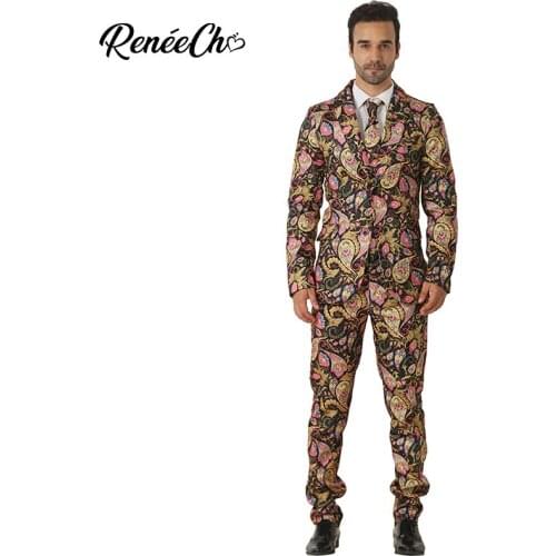 Crazy Suit Halloween Costume For Adult Men`s Golden Amoeba Costume Suit Christmas Cosplay Clothing vintage blazer male