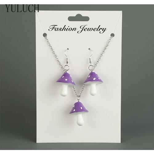 YULUCH Ladies Mushroom Pendant Necklace Set Girls Cute Simple Jewelry Women Multicolor Necklace Accessories woman