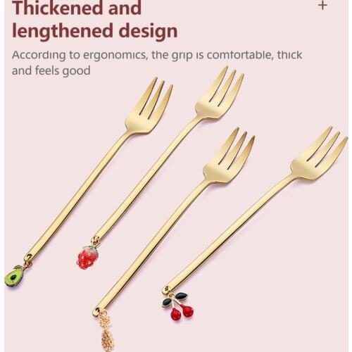 Fruit Forks Dinnerware Set Flatware With Gift Box Stainless Steel 4pcs/set Long Handle Coffee Ice Cream Spoons