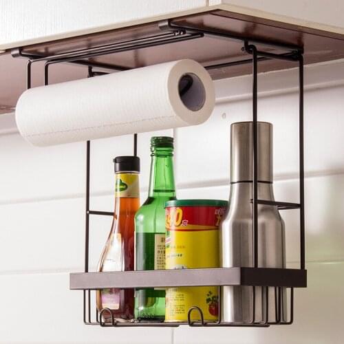 Kitchen Cabinet Wall Hanging Towel Holder Seasoning Oil Holder Rack Iron Shelf Storage Rack Kitchen Organizer Storage Shelf Rack