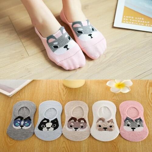 Q 13 Style 10 Piece=5 Pairs/lot Cute Cartoon Boat Socks Cotton Invisible Ankle Socks Non-slip Womens Casual Breathable Socks