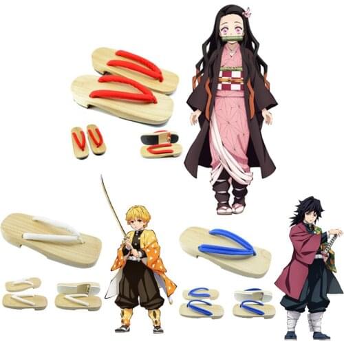 Anime Kamado Nezuko Cosplay Shoes Demon Slayer Kimetsu no Yaiba Geta Agatsuma Zenitsu Tomioka Giyuu Shoes Japan Geta Costume