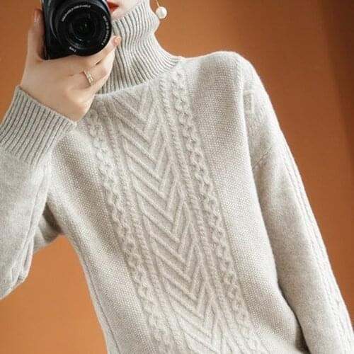 2021 autumn fashion new high neck pullover women retro knitted cashmere sweater solid color long-sleeved bottoming top winter