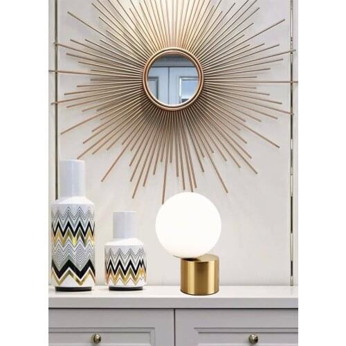 Nordic post-modern villa hotel table lamp minimalist glass sphere creative metal bedroom bedside lamp