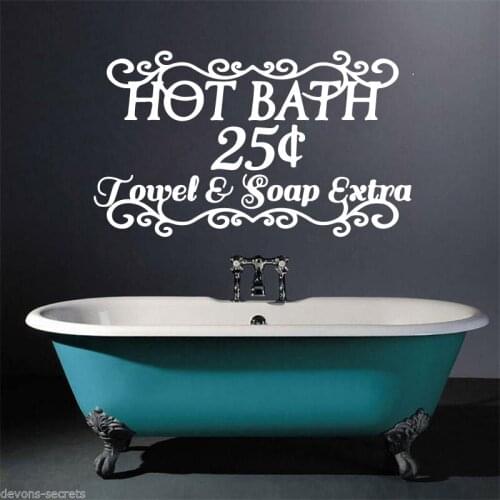 Modern Hot Bath Bathroom Window Wall Sticker Toilet Wahsroom Bathroom Words Lettering Wall Decal Vinyl Home Decor