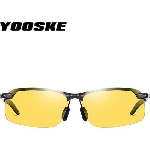 YOOSKE Alloy Mens Sunglasses Polarized Driver Night Vision Goggles Driving Sun Glasses For Men Anti-glare UV400 Eyewear