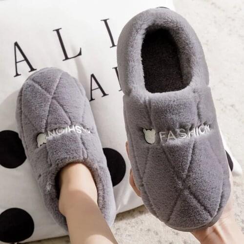 Ousefu Women Slippers Winter Keep warm home slippers Indoor Non-Slip plush Shoes Floor Flat Casual Silent woman shoes