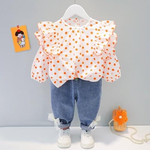 Spring newborn baby girl clothes outfit sets fashion design bubble top jeans suit for 1 year baby cloth birthday girl wear sets