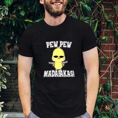 Funny Madafakas Funny Duck Print T-Shirt Pew Pew Madafakas Cartoon Cute Cat 2021 Graphic Tops Loose Casual Cotton Women Tee