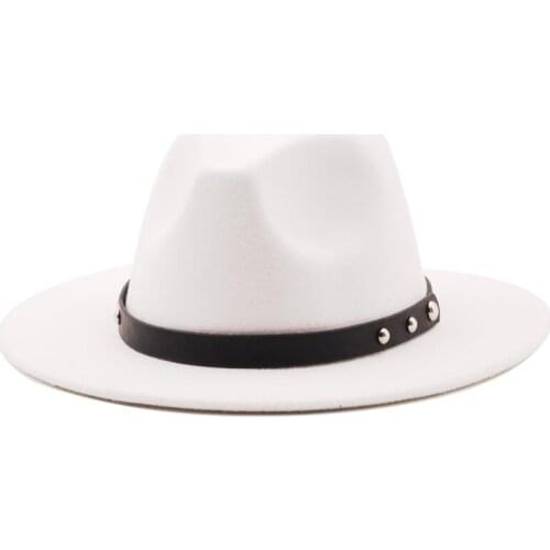 Women fedora hats men solid classic simple wide brim felt hats vintage black white green wedding formal church winter women hats