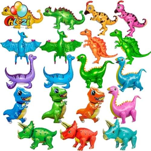 1pcs Large 3D dinosaur Foil balloon standing walking dinosaur balloons Birthday party decoration Kids toys baby shower globos