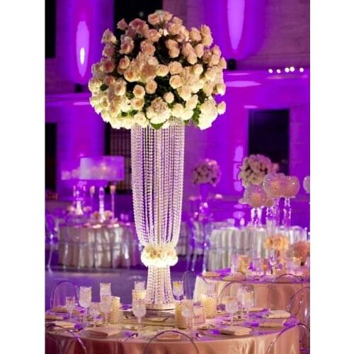 10pcs/lot gold silver color 31.5" tall crystal acylic centerpiece wedding crystal table decor flower stand event decoration