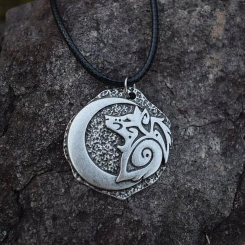 12pcs young wolf and moon pendant necklace norse animal pendants sanlan jewelry