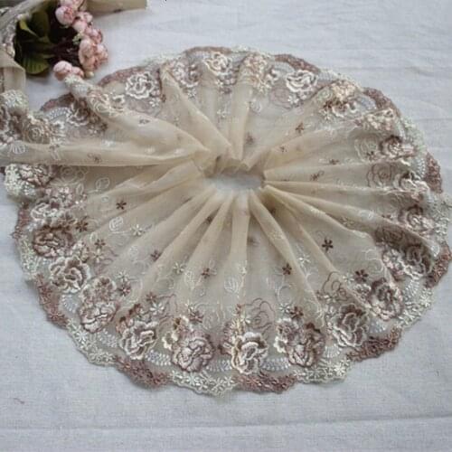 7.08" 18cm wide 2Yards/lot Embroidered Tulle Lace Trim ~Wonderful Feeling~,Garden Flower Lace