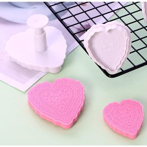 3PCS/Set New Love Heart Plunger Cutter Mold sugar craft Fondant Cake Decorating DIY Baking Tool wholesale Drop Shipping