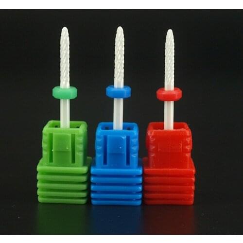 3pcs Hot! 3/32" Bit nail art salon tools electric drill Ceramic nail file drill bit for nail manicure machine Cut Cuticle, C,M,F