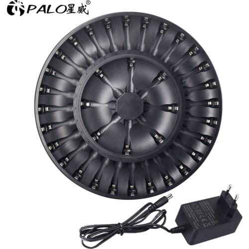 PALO 36 slots AA AAA rechargeable battery charger for 1.2V aa aaa nimh nicd battery good quality LED charger EU US UK plug