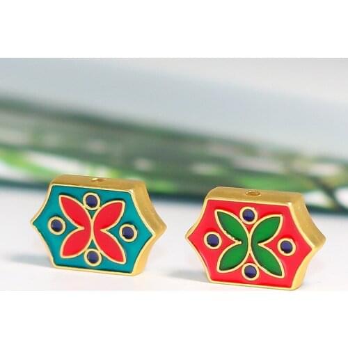 KISS&FLOWER AC142 2021 Cloisonne Fine DIY Jewelry Making Accessories Findings Fittings Bracelet Necklace Vintage Flower Beads