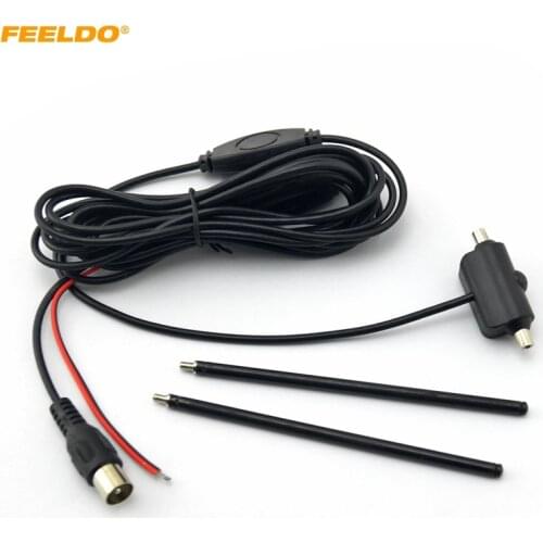 FEELDO 1Set 3 Meters Car IEC Plug Active Antenna With Built-in Amplifier For Digital TV Car Antenna