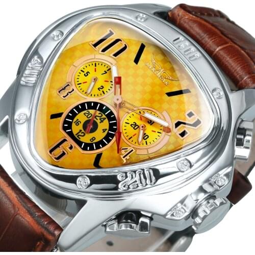 Jaragar Automatic Pilot Watch for Men Mechanical Wristwatches Sport Watches Mens 2021 Leather Strap Top Brand Luxury Clock Gift