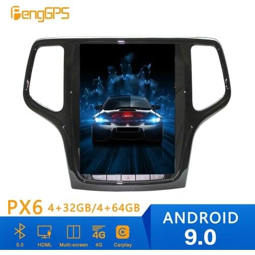 Android 9 PX6 4+64G Tesla Style Car DVD Player GPS Navigation For JEEP Grand Cherokee 2014+ Stereo Head Unit Multimedia Player