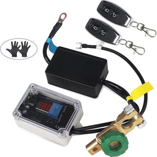 Wireless Remote Control Car Battery Switch Disconnect 12V Electromagnetic Cut Off Voltmeter Display Power Switches Isolator