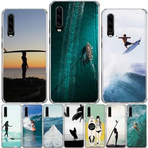 Surfboard surfing art surf Girl Phone Case For Huawei P40 P30 P20 P10 Mate 10 20 30 Lite Pro P Smart Z Plus 2019 Cover Shell Co