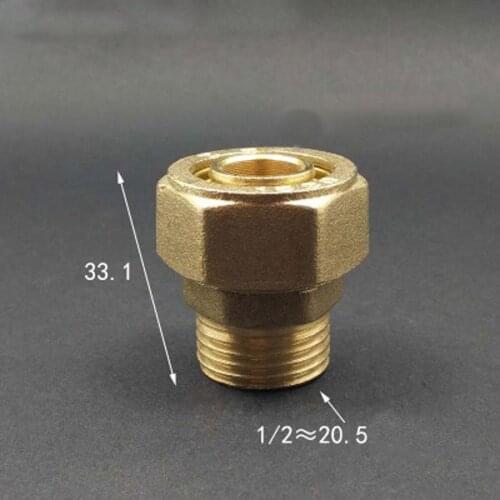 DN15 1/2" BSP Male Fit 16/20mm ID/OD PEX-AL-PEX Tube Brass Pipe Fitting Coupling Connector Adapter