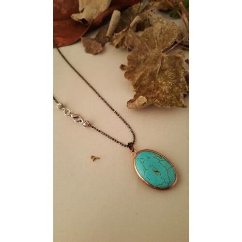 Dr Stone Natural Stone Women 'S Turquoise Vintage Bronze Necklace Z121AR345 212169210