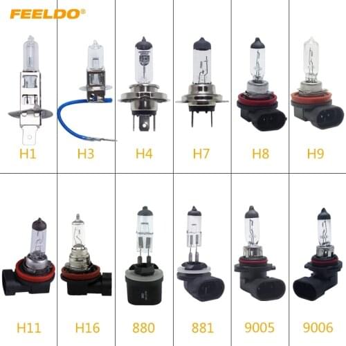 FEELDO 1PC H1/H3/H4/H7/H8/H9/H11/H16/55W/100W 12V White Car Headlights Lamp Car Light Source Parking