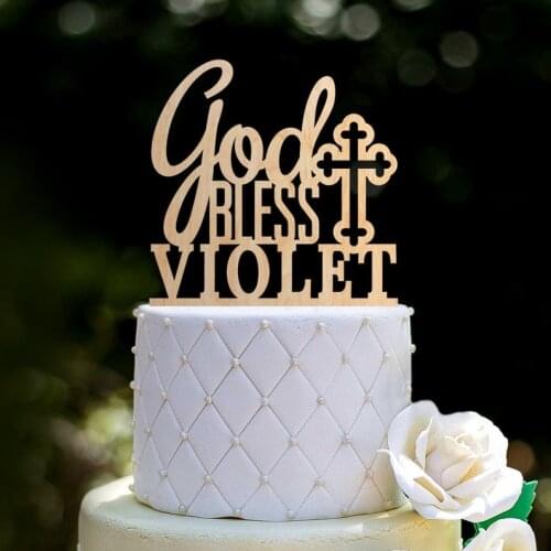 Baptism cross cake topper,First communion custom cake topper,god bless cake topper,god bless christening cross custom cake toppe