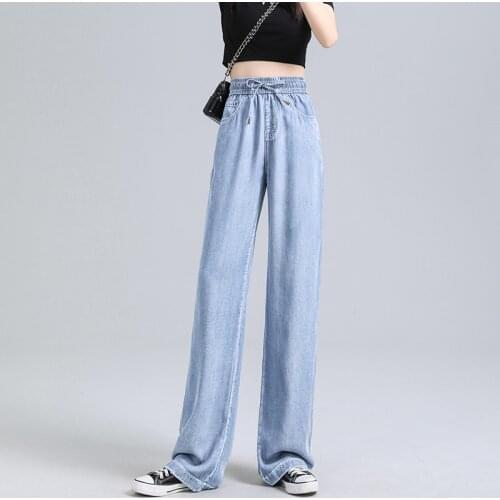 Baggy Jeans High Waist Denim Pants Ladie Loose Mop The Floor Thin Wide Leg Casual Jeans Women Fashion Trousers