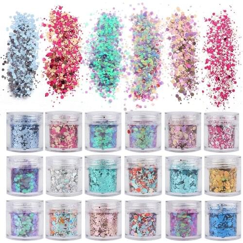 Set of 4/5 Chunky Pink series Nail Glitter Powder Sequins Powder For Nail Art Decoration Gradient Set ultra-fine Nail Glitter