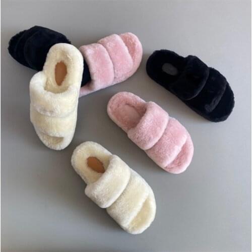 New Womens Wool Warm Home Flat Slippers Light And Soft Comfortable Winter Slippers Womens Cotton Shoes Indoor Fur Slippers