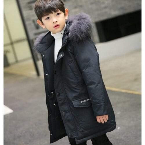 New Childrens Down Jacket Boys In Long Thick Jacket Big Boy Winter Fashion Trend
