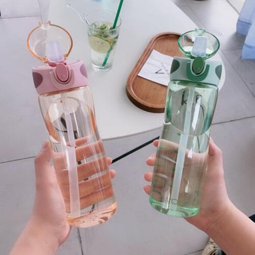 1000ml Girls 1L 550/850 / 1000ml School Water Bottle with Straw Bpa Free Plastic Bottle for Water Sports Drinking Water Bottle