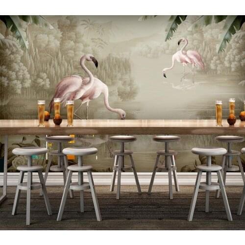Custom wallpaper watercolor plant flamingo background wall size can be customized wallpaper mural 3d wallpaper wall for