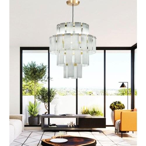 Postmodern Marble Chandelier Luxury Living Room Lamp Simple Bedroom Dining Lamp Villa Hotel Light Luxury Chandelier