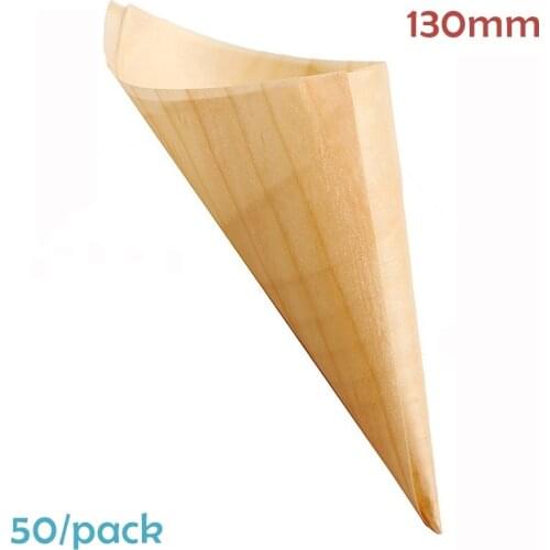 Promotion - Party Wedding Suppliers Disposable French Fries/Chips Dessert 130mm Pine Wood Cone, 50/Pack