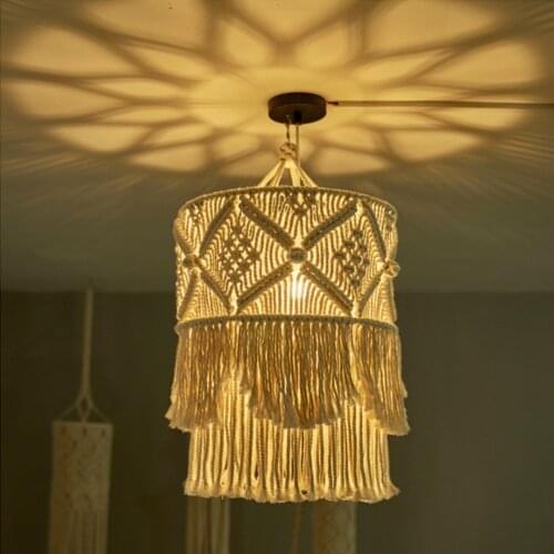 Light shade Cotton rope Macrame Lamp Cover Boho Ornament Decor lamp Macrame Woven Tapestry