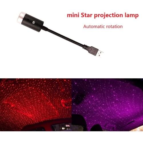USB Starry Sky Automatic Rotation Lamp Car Atmosphere Light Decoration Star Ceiling Projection Lamp Laser Car Ambient Light Red