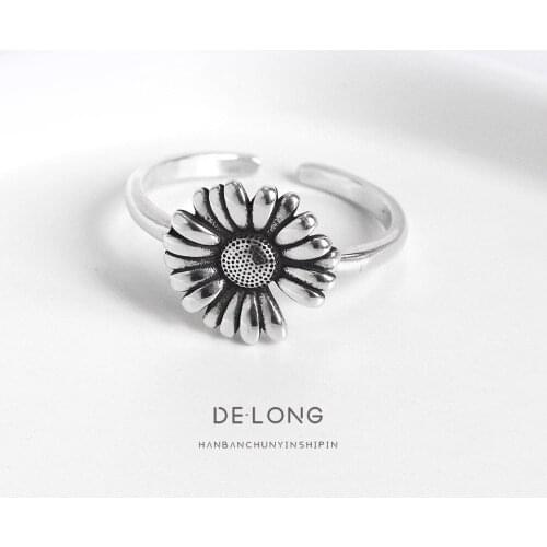 Ins Style Vintage Sunflower Rings for Women Men Lover Finger Ring Minimalist Jewelry Boho Wholesale