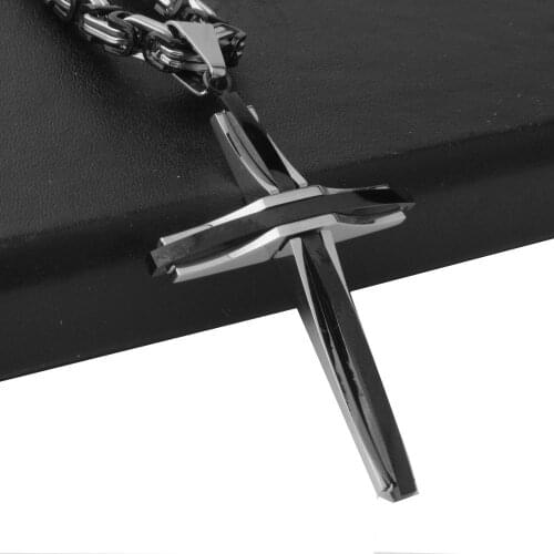 Granny Chic Stylish Crucifix Cross Necklace Stainless Steel Byzantine Chain For Men Jewelry Jesus Piece